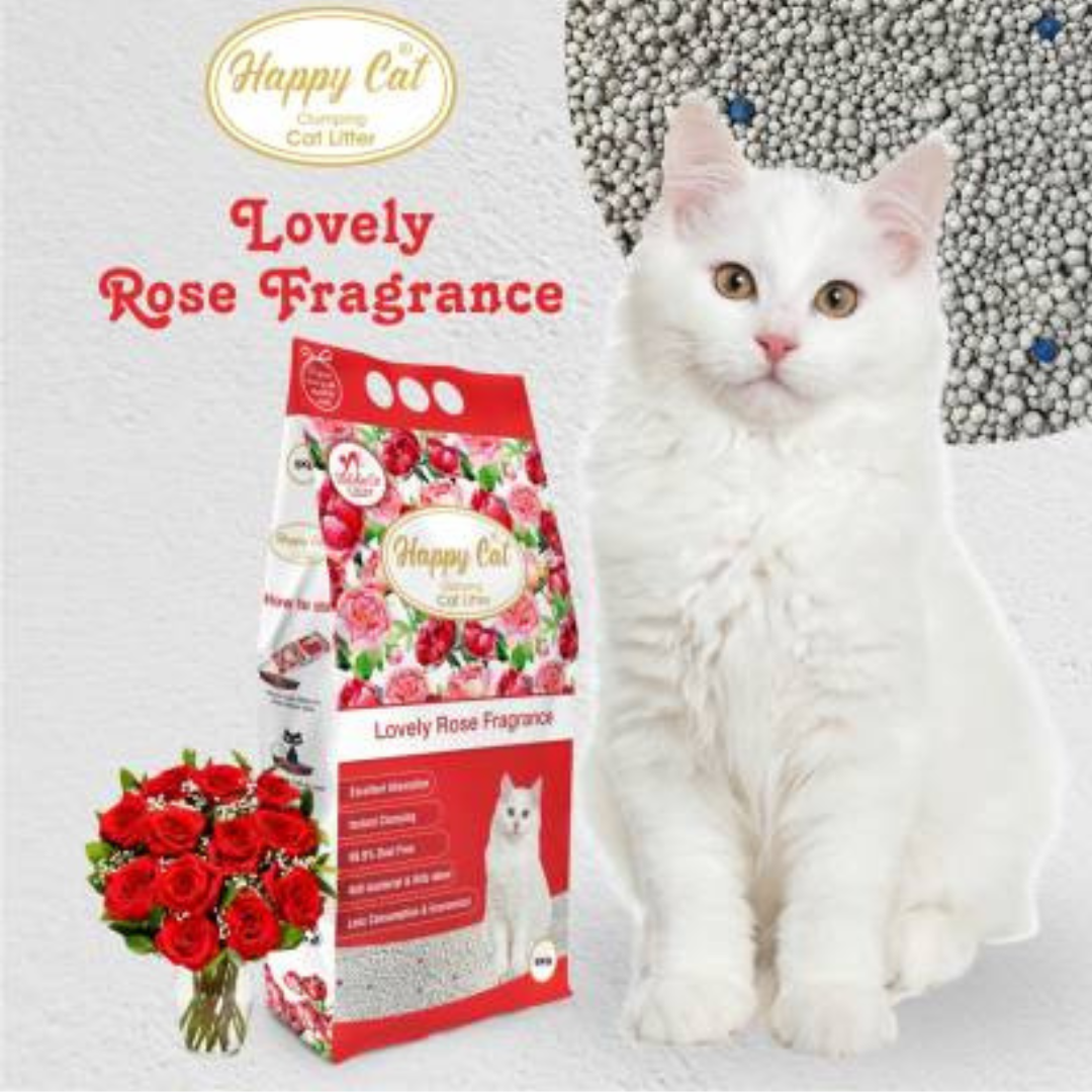 HAPPY CAT CLUMPING CAT LITTER LOVELY ROSE COMBO 10KG , (PACK OF 2) PER LITTER TRAY REFILL