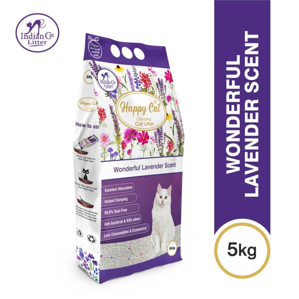 Happy Cat India Clumping Cat litter  Lavender, 5 KG