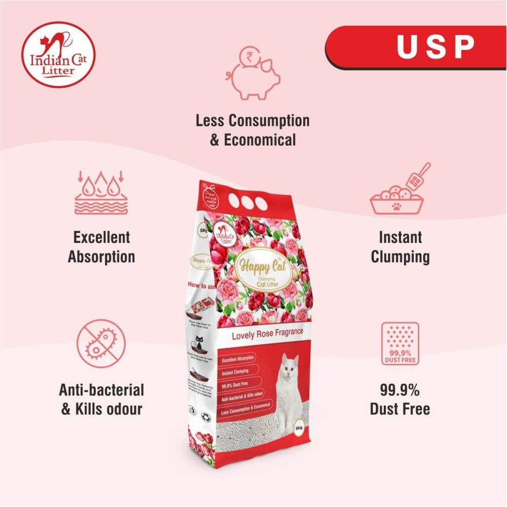 Happy Cat India Clumping Cat Litter  Rose, 5kg