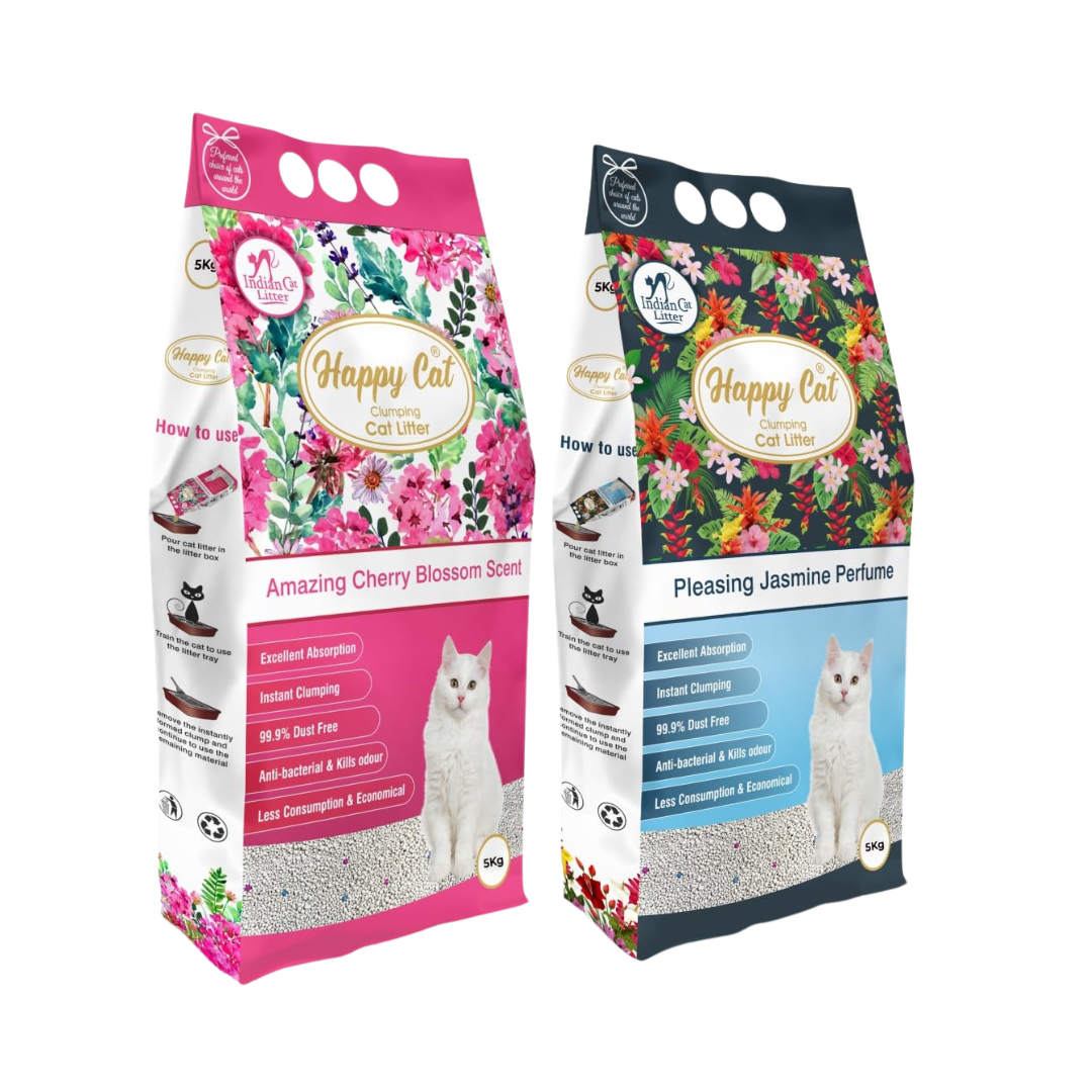 Happy Cat Clumping Cat Litter Cherry&Jasmine Combo10kg(PackOf 2) PerLitter Tray Refill