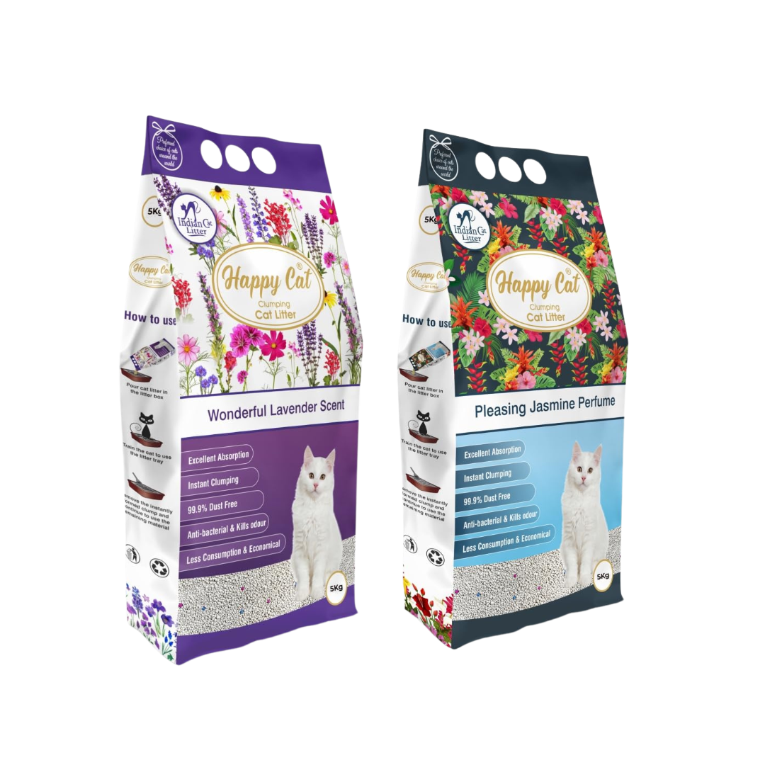 HappyCat Clumping Cat Litter jasmine&Lavender Combo 10kg (Pack Of 2) perLitter TrayRefill