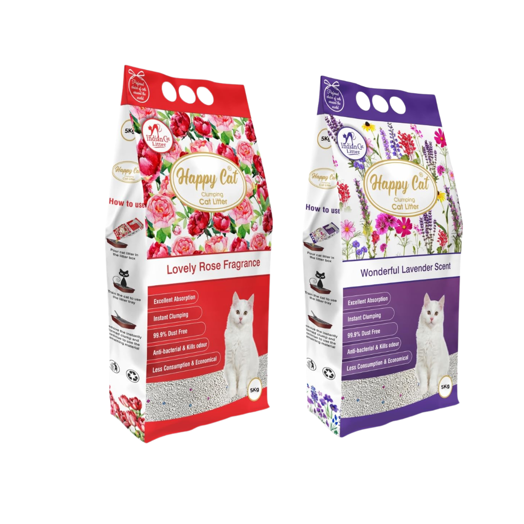 HappyCat Clumping Cat Litter Rose & Lavender Combo 10kg(Pack Of 2)per Litter Tray Refill