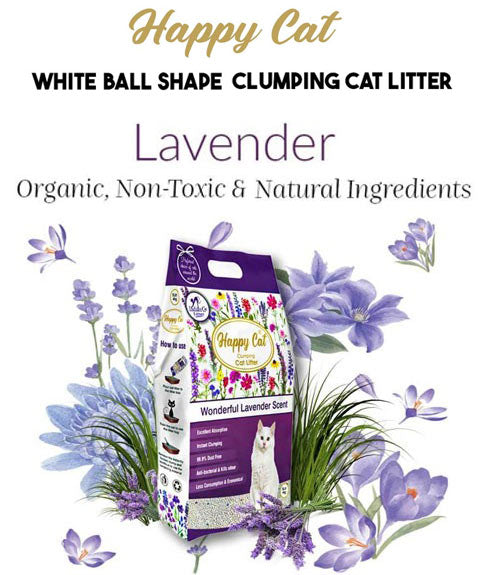 HappyCat Clumping Cat Litter Cherry & Lavender Combo10kg(Pack Of 2) per Litter Tray Refill