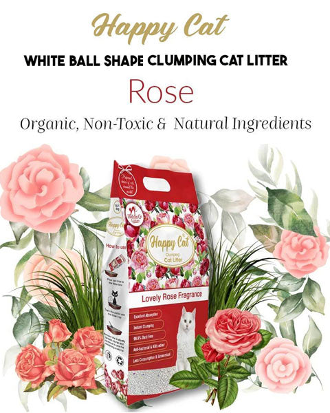 HappyCat Clumping Cat Litter Rose&Cherry Blossoms Combo 10kg (Pack of 2) Per Litter Tray Refill